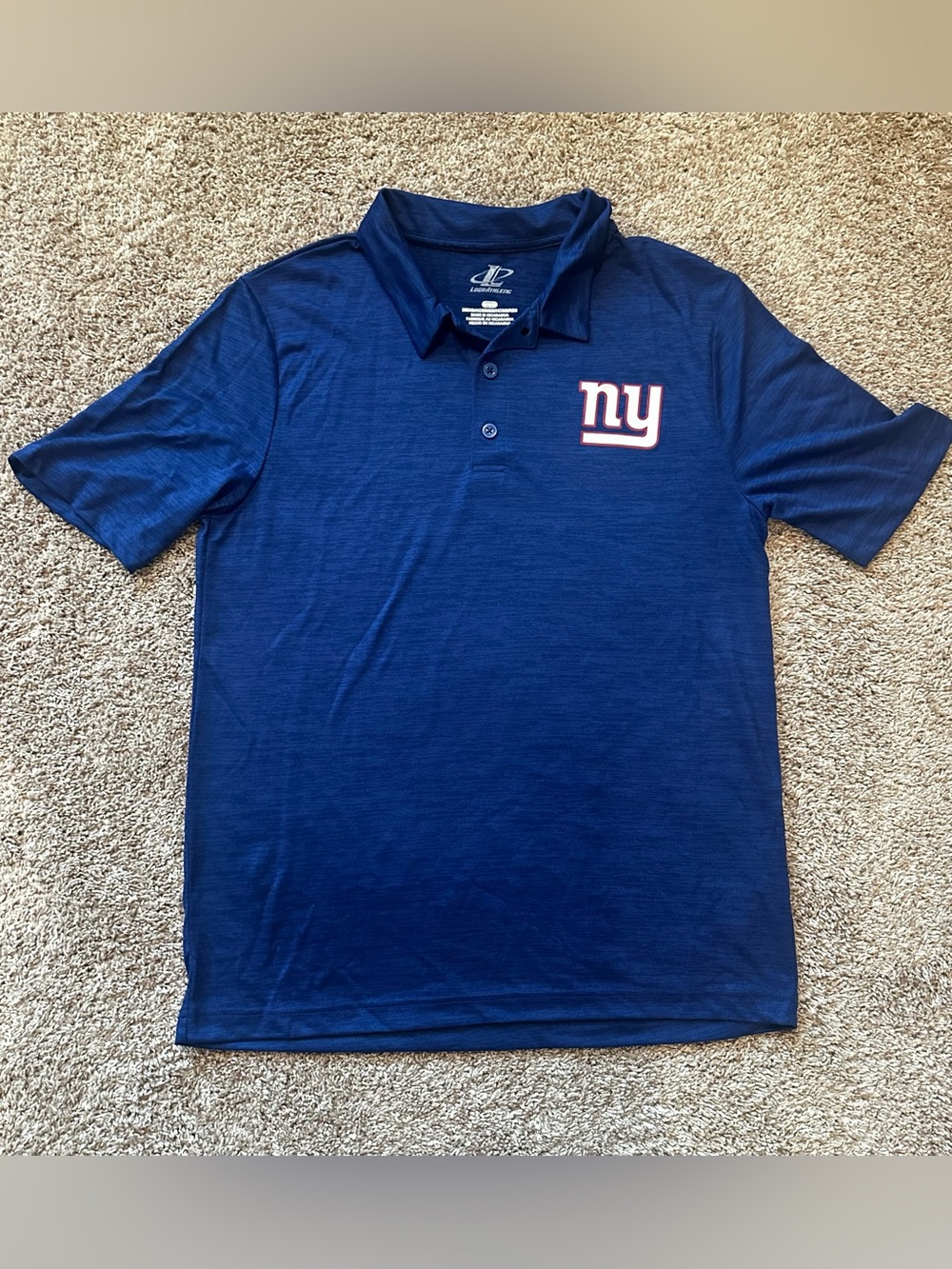 New York Giants Logo Athletic Polo Shirt Mens Medium Blue Performance Golf NFL